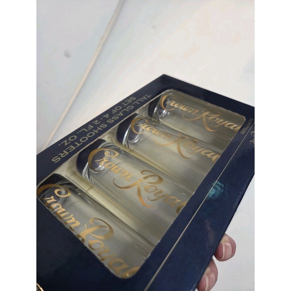 Royal Crown Other - Crown Royal Gold Logo Tall Shooter Glass Set of 4 2 fl oz Clear Barware Shot